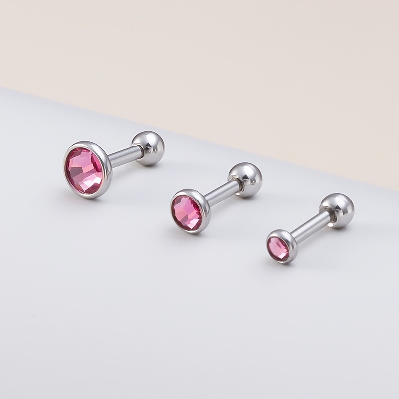 3pcs Synthetic Cubic Zirconia Stud Earrings Set for Women & Men